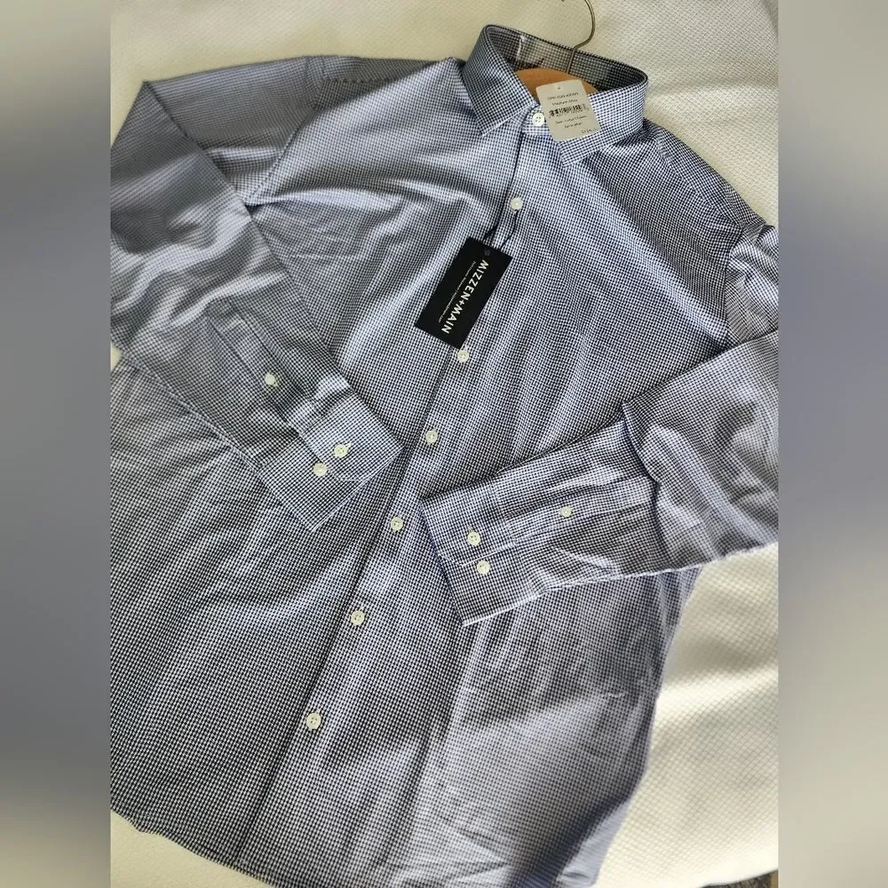 Mizzen+Main Navy Micro-Check Dress Shirt